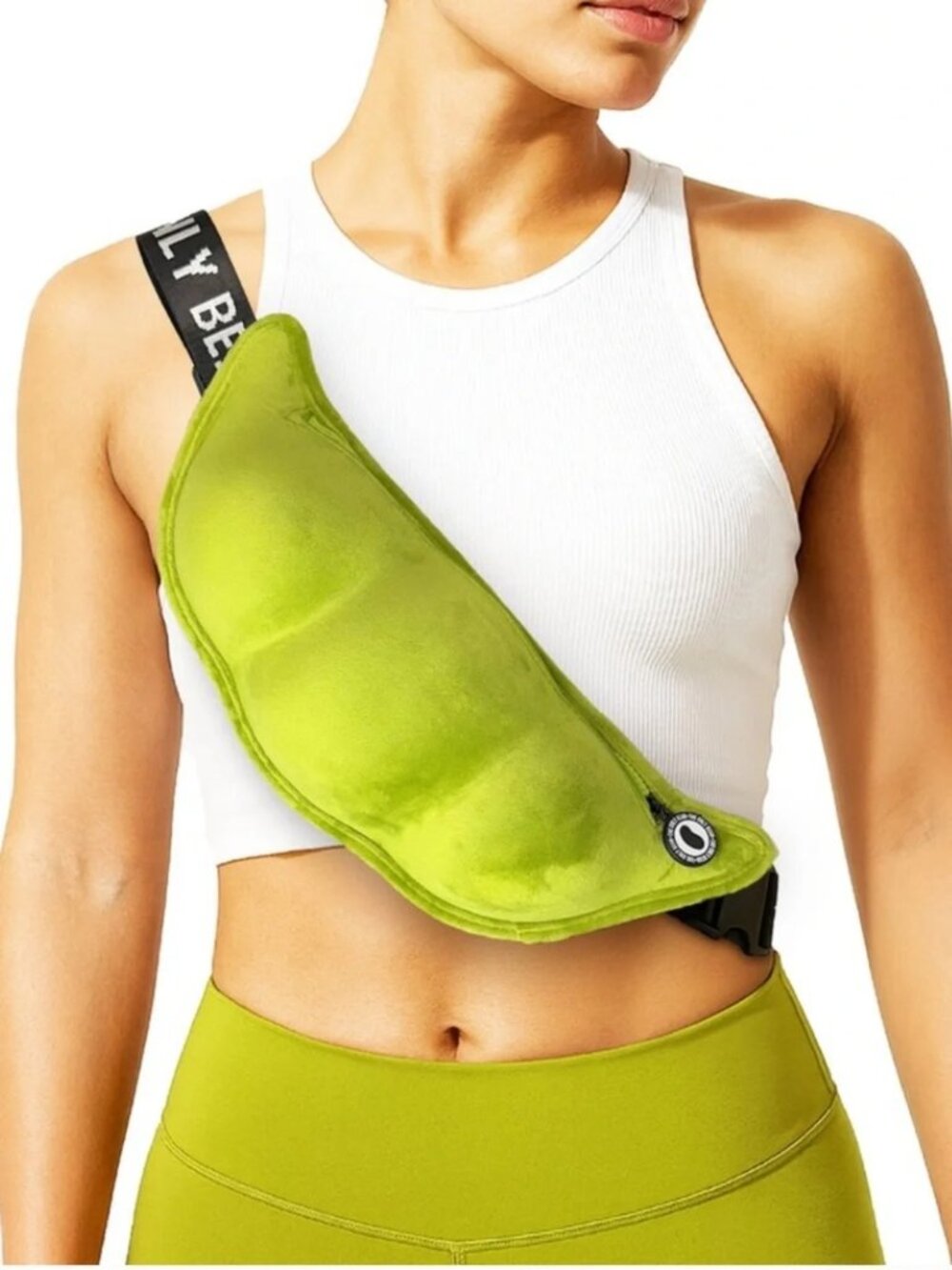 NWT The Only Bean | Unisex Green Plush Velvet Crossbody Edamame Fanny Pack OS